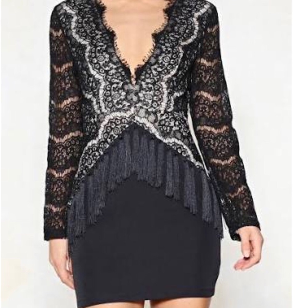 Sexy lace and fringe dress NWT